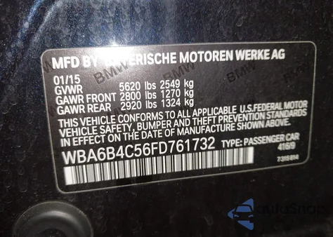 2015 BMW 650I Gran Coupe xDrive из США, поврежденный, VIN WBA6B4C56FD761732